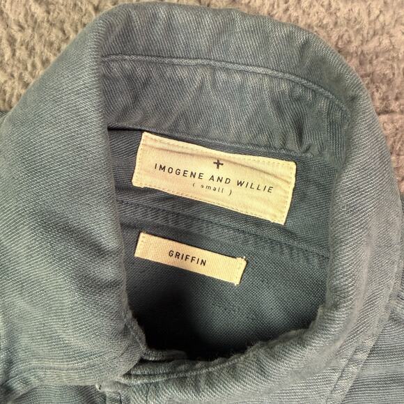 Imogene and Willie Griffin Work Shirt Mens Small Blue Flannel Shacket Chamois - Picture 3 of 10